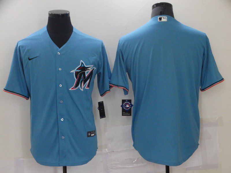 Men Miami Marlins Blank Blue Game 2021 Nike MLB Jersey->miami marlins->MLB Jersey